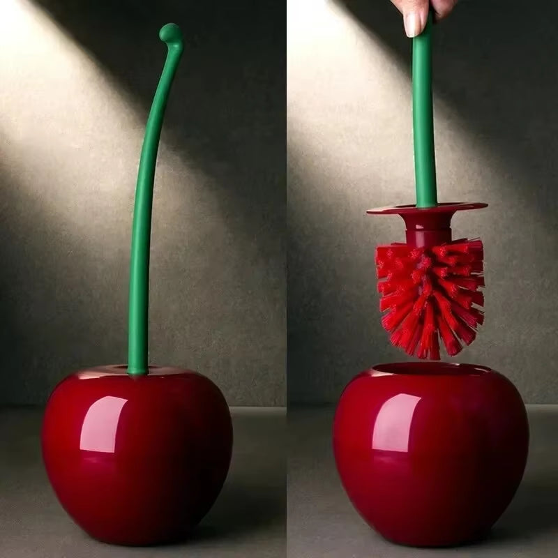 Creative Cherry-Shaped Toilet Brush & Holder Set