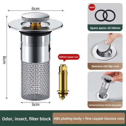 Universal Washbasin Leak Plug – Stainless Steel Bouncing Core Drain