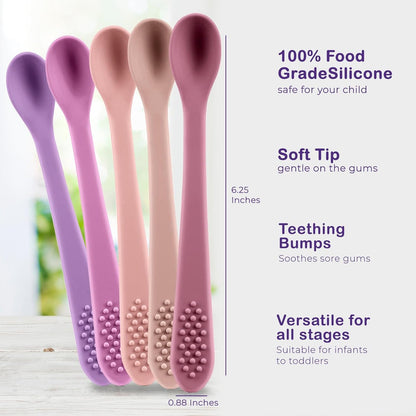 Ergonomic Silicone Soft-Tip Utensils (5-Pack)
