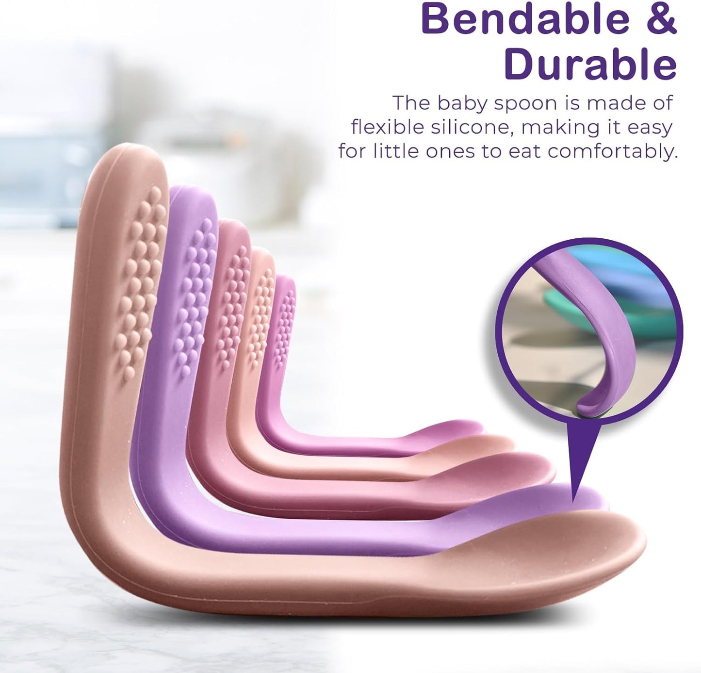 Ergonomic Silicone Soft-Tip Utensils (5-Pack)