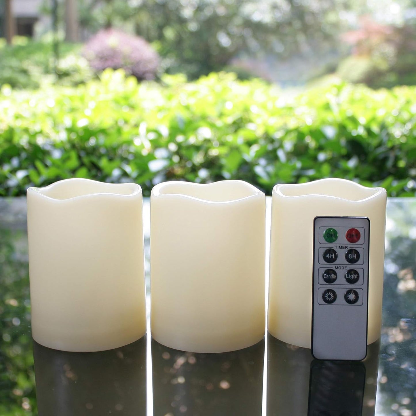 Premium Outdoor Waterproof Flameless LED Pillar Candles (3-Pack with Remote)