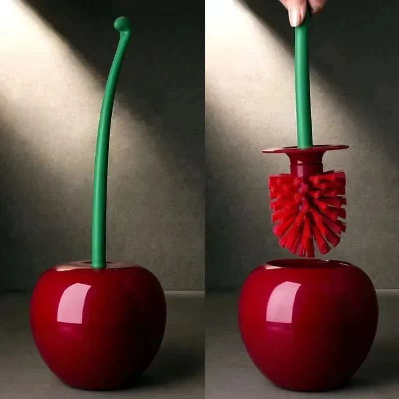 Creative Cherry-Shaped Toilet Brush & Holder Set