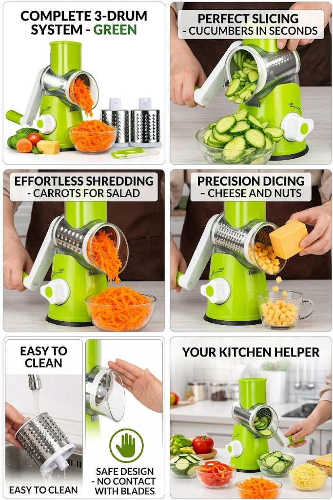 SpinCut™ — 3-in-1 Rapid Kitchen Shredder & Slicer