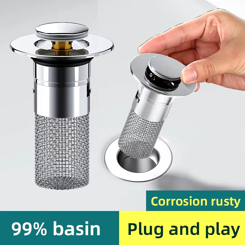 Universal Washbasin Leak Plug – Stainless Steel Bouncing Core Drain